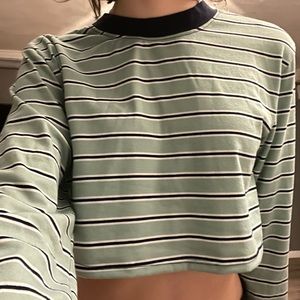 striped american eagle long sleeve crop top